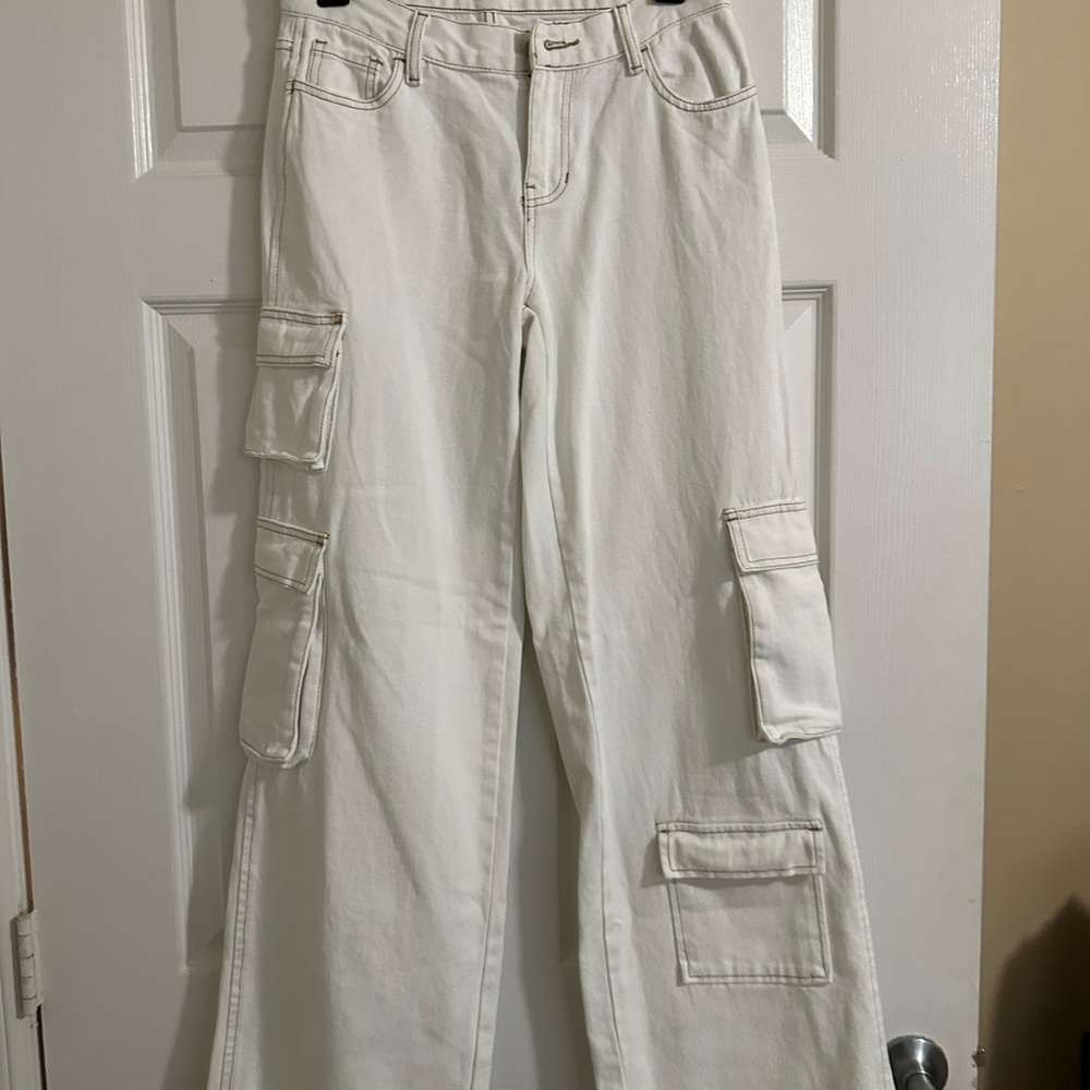 Women's White Cargo Jeans